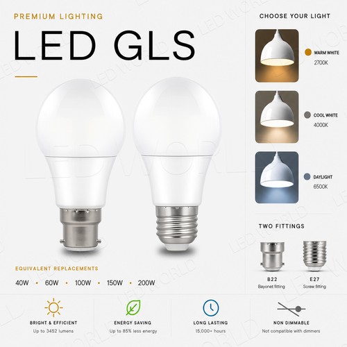 Gls b22 led bulbs 40w - b22, 5w=40w