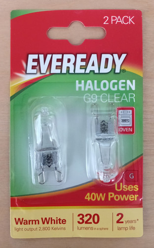 Eveready 40watt halogen - g9,